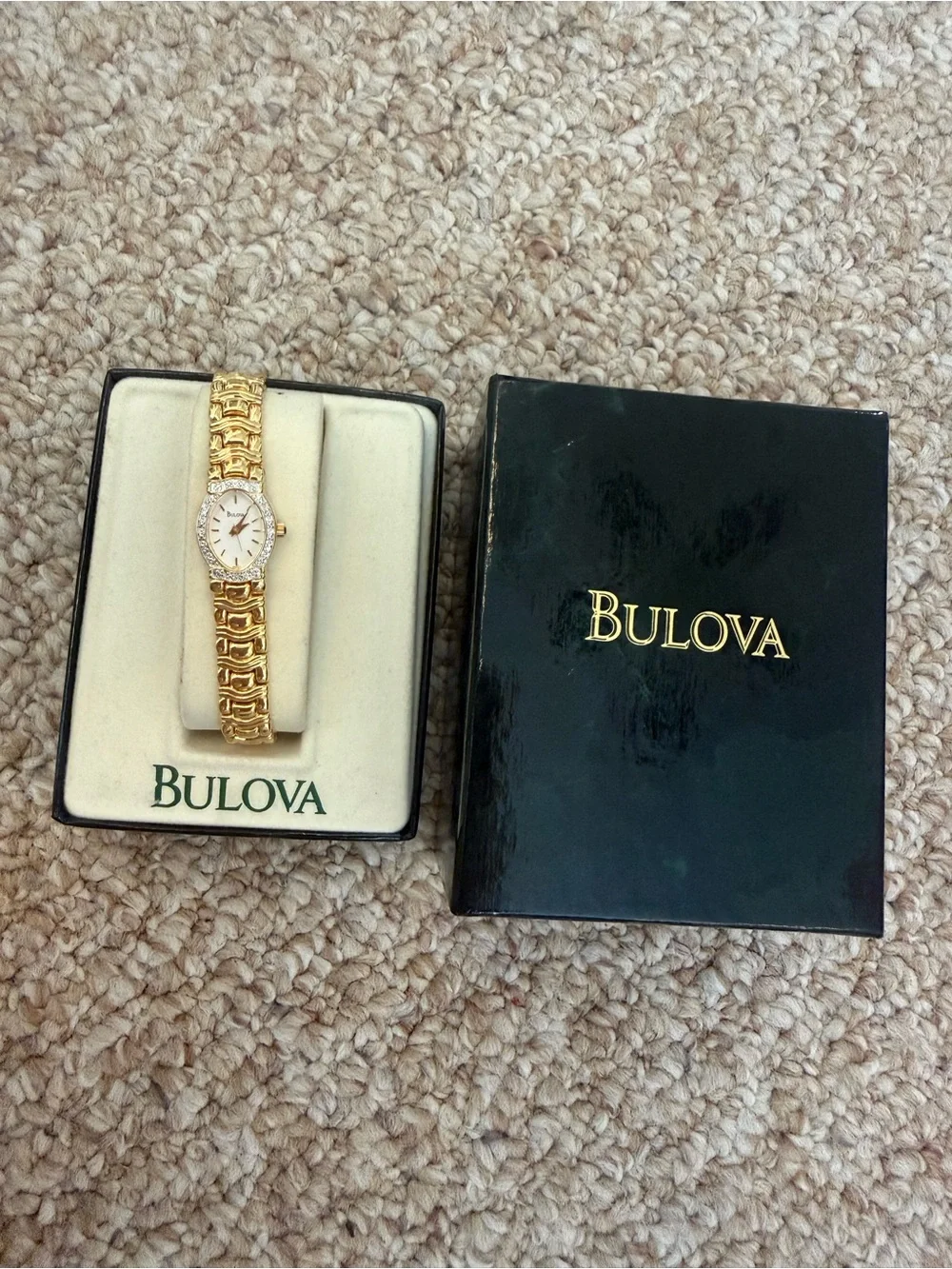 Bulova Goldtone Crystal Accent Women’s Bracelet Watch